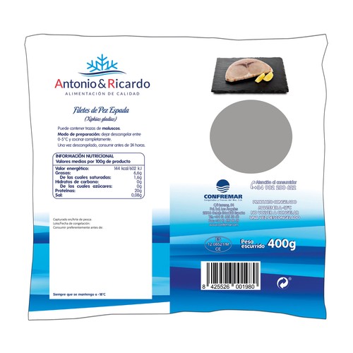 ANTONIO Y RICARDO Filetes de pez espada 400 g.