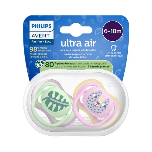 AVENT Ultra air de Philips Chupetes de 6 a 18 meses, con tetina con diseño ortodóntico 2 uds.
