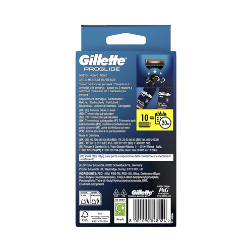 GILLETTE Proglide Recambios para máquinas de afeitar 10 uds.