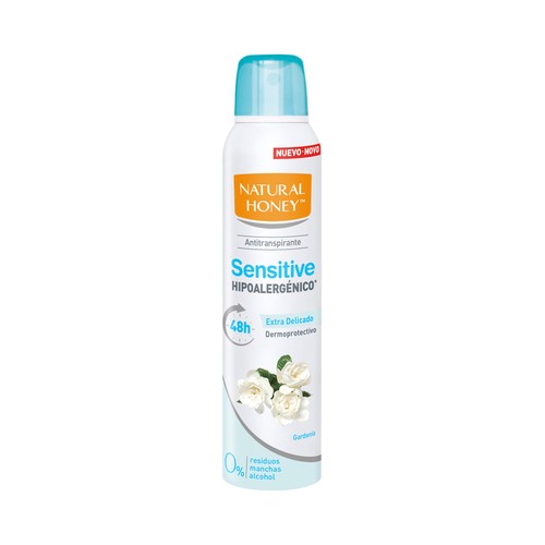 NATURAL HONEY Sensitive Desodorante en spray para mujer, con aroma a gardenia 200 ml.