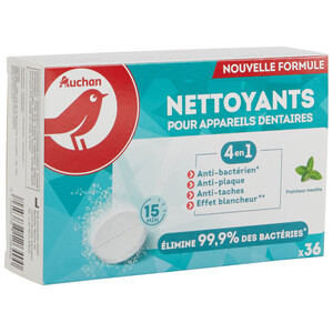 PRODUCTO ALCAMPO Limpiador de prótesis dentales 4 en 1 con sabor a menta fresca PRODUCTO ALCAMPO 36 uds.