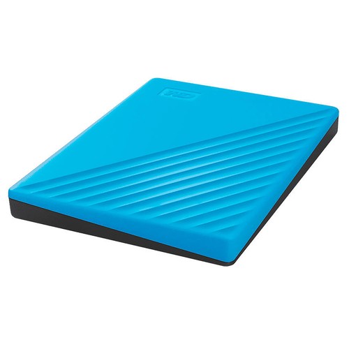Disco duro externo 2TB WD My Passport azul, tamaño 2,5, conexión USB 3.0.