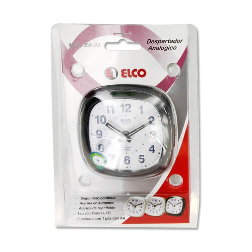 Despertador analógico ELCO EA-35 con luz y alarma.
