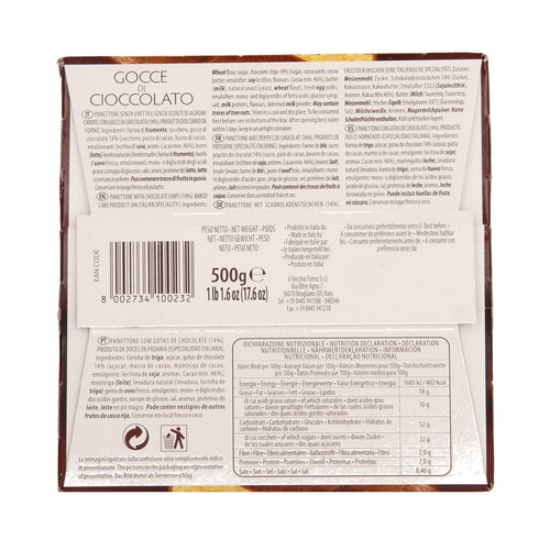 GRAN DUCALE Panettone con pepitas de chocolate 500 g.