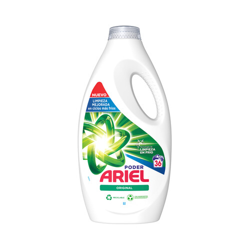 Detergente líquido ARIEL 36 lavados.