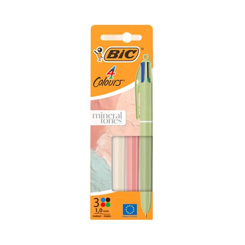 Set bolígrafos 3 unidades 4 colores, modelo Mineral Tones. BIC
