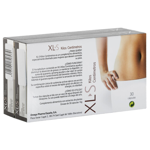XLS Complementeo alimenticio que ayuda a controlar el peso XLS Kilos centímetros 30 cápsulas.