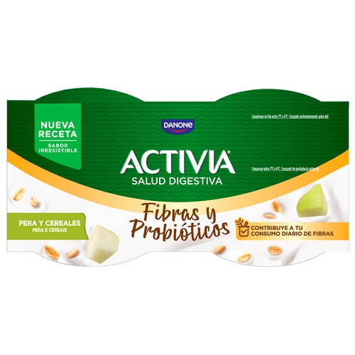 ACTIVIA de Danone Bífidus con pera y cereales 4 x 115 g.