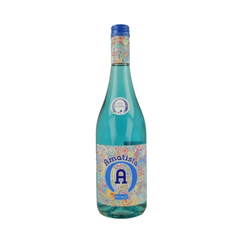 AMATISTA Blue fizzy Cocktel aromatizado de color azul y baja graduación botella de 75 cl.