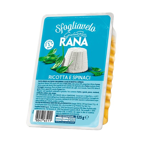 RANA Tortelloni de pasta fresca al huevo rellenos de queso ricotta y espinacas 125 g.