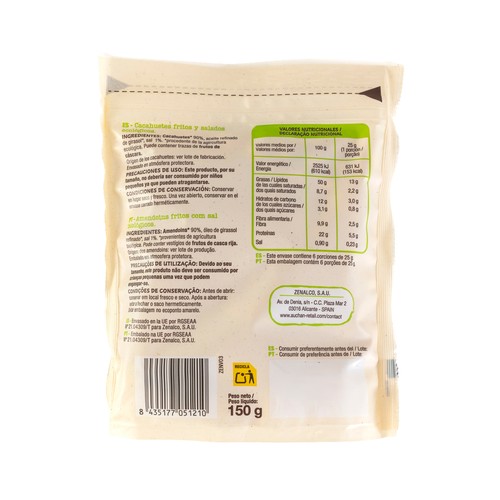 PRODUCTO ALCAMPO Bio Cacahuete sin piel frito y salado ecológico 150 g.