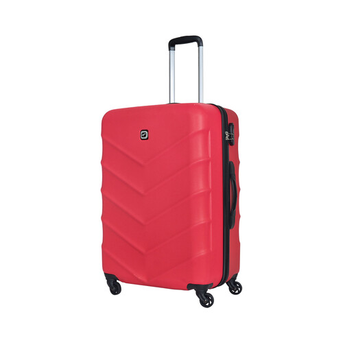 Maleta grande de viaje rígida de color rojo de 75 cm y 4 ruedas ABS, AIRPORT ALCAMPO.