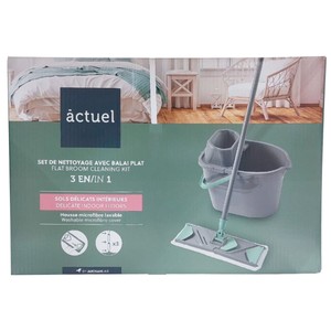 Imagen de ACTUEL Set de mopa plana suelo húmedo y cubo recambio