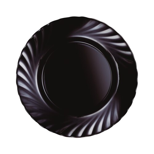 Plato llano redondo de vidrio color negro, 24,5cm. Trianon LUMINARC.