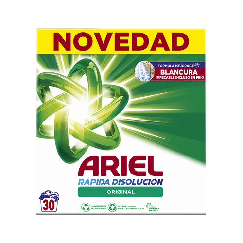ARIEL Detergente en polvo ARIEL 30 lavados.