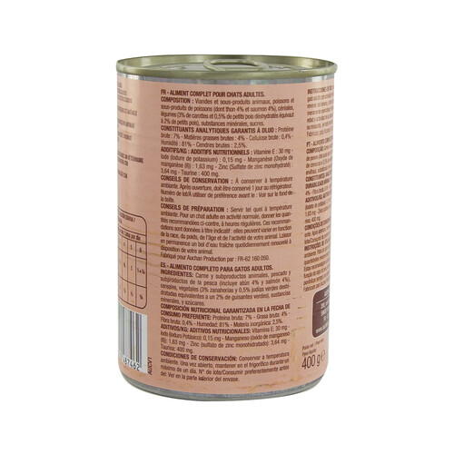 PRODUCTO ALCAMPO Bocaditos en salsa de atún y salmón para gatos esterilizados PRODUCTO ALCAMPO 400 g.