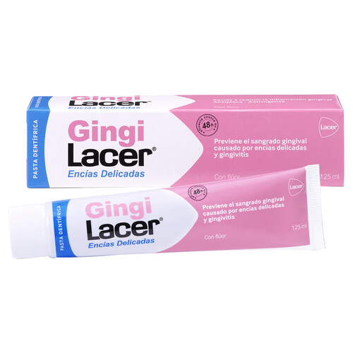 Pasta de dientes con flúor, para encías delicadas GINGI LACER 125 ml.