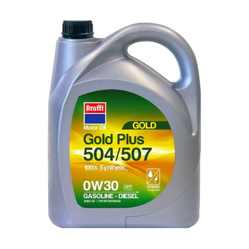 Aceite sintético para motores de gasolina y diésel Gold Plus 504/507 0W30, KRAFFT.