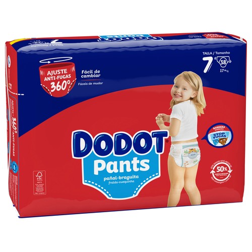 DODOT Pants (braguitas) de aprendizaje talla 7 (+17 kg) 38 uds.