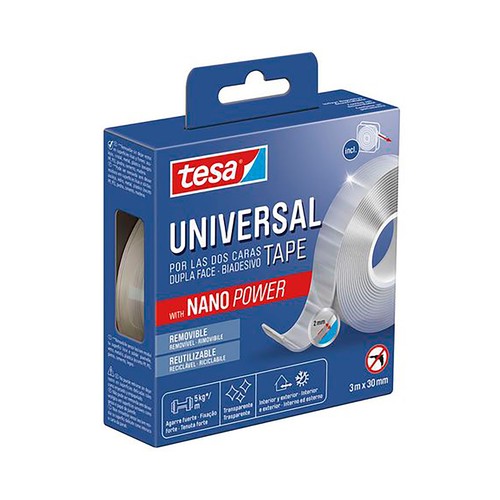 Cinta doble cara universal transparente 3mx30mm., TESA.
