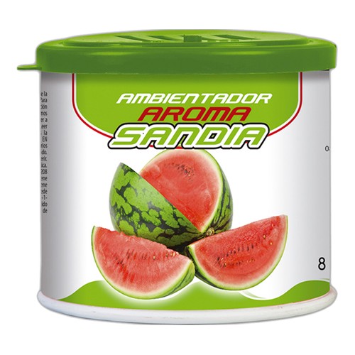 Ambientador en lata gel 90gr, fragancia a Sandía. ROLMOVIL