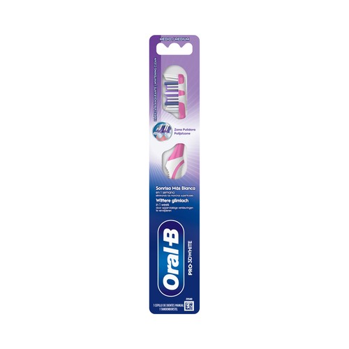 ORAL-B Pro 3d white Cepillo de dientes filamentos medios, para blanqueamiento y pulido.
