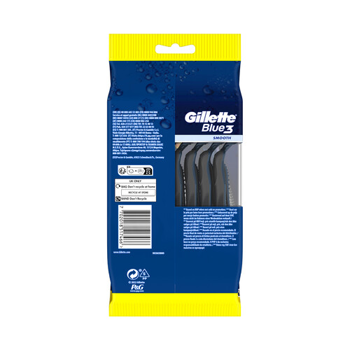 GILLETTE Cuchilla de afeitar desechable con cabezal pivotante de triple hoja GILLETTE Blue 3 smooth 16 uds