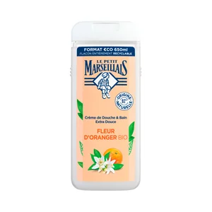 LE PETIT MARSEILIAIS Gel de baño o ducha hidratante y nutritivo, extra suave con flor de azahar bio 650 ml.