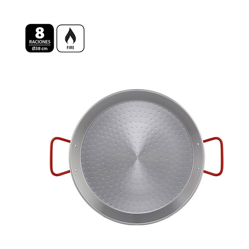 Paellera de acero pulido para cocina de gas, 38cm METALTEX.