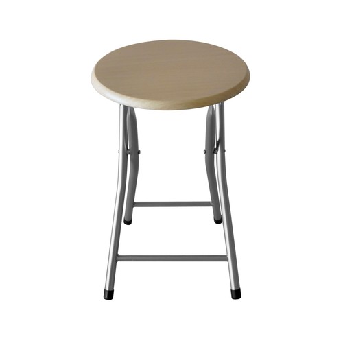 Taburete plegable con asiendo de madera color blanco, DECORACIÓN.