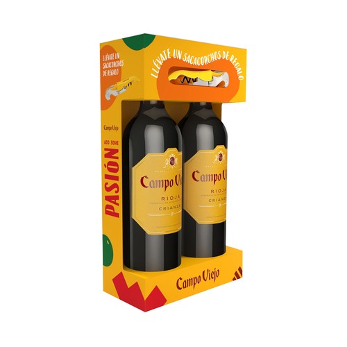 Estuche de botellas de vino tinto crianza con denominación de origen Rioja CAMPO VIEJO 2 x 75 cl.
