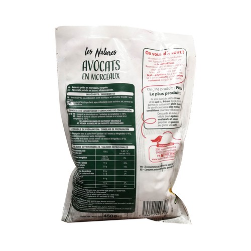 AUCHAN Aguacate pelado, cortado en trozos y ultracongelado 450 g. Producto Alcampo