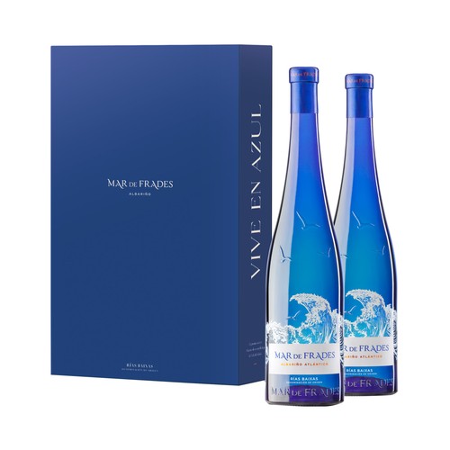 MAR DE FRADES Esctuche con 2 botellas de vino blanco con D.O. Rías Baixas.