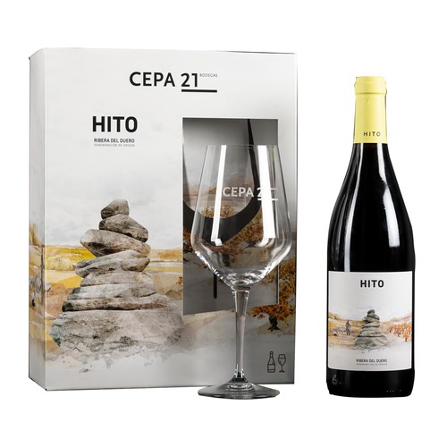 HITO Estuche con vino tinto con D.O. Ribera del Duero + copa.