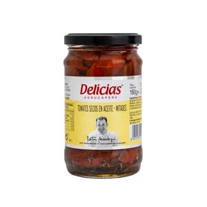 DELICIAS Tomates secos en aceite, mitades DELICIAS 160 g.