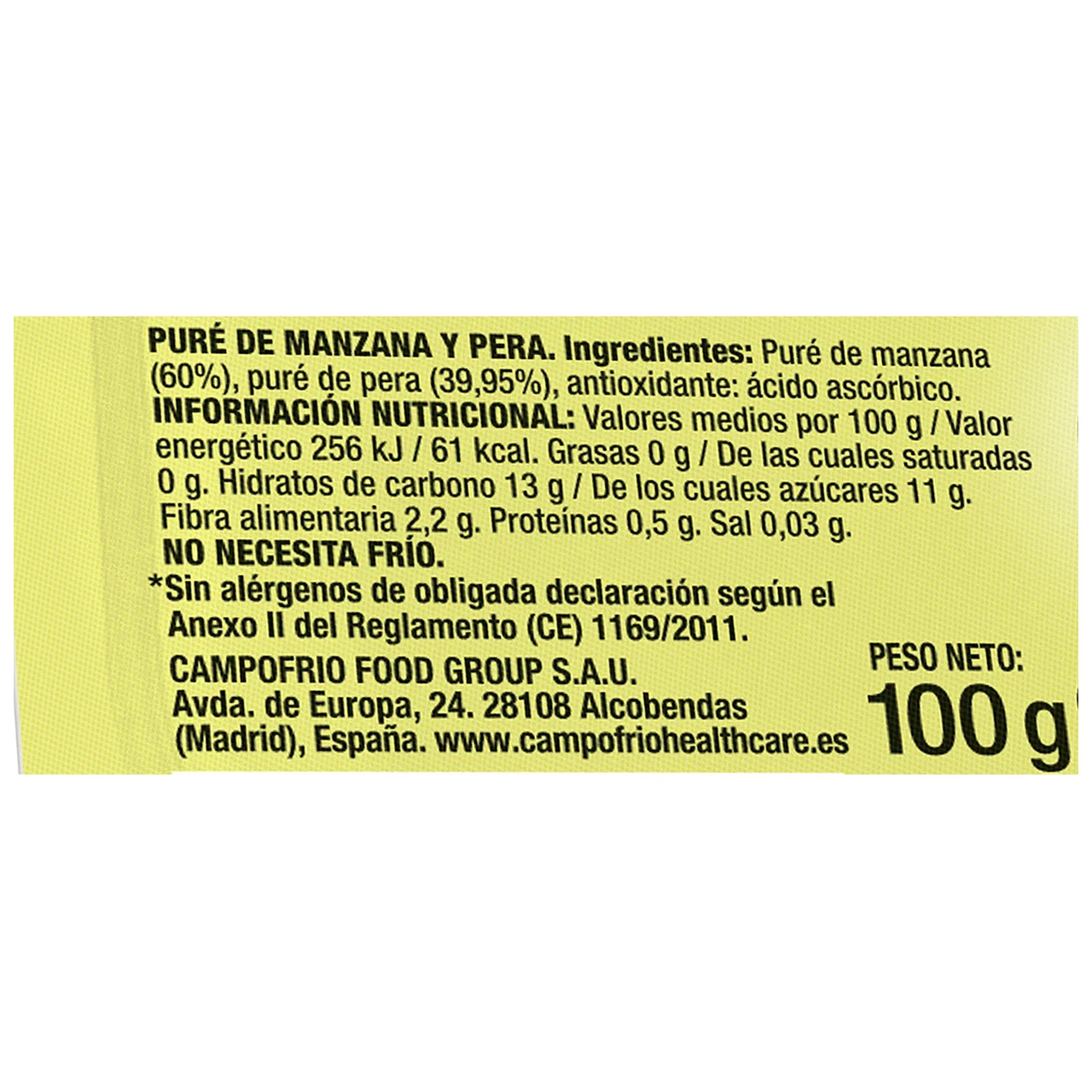 Healthcare Puré de pera y manzana 100 g.