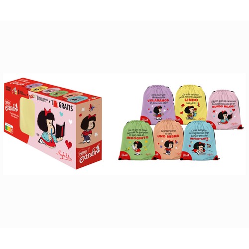 NESTLÉ Chocolate con leche extrafino y mochila de Mafalda 3 uds. 334 g.