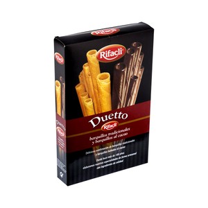 Imagen de RIFACLI Galletas Duetto barquillos tradicionales y barquillos al cacao 140 g.