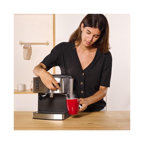 Cafetera espresso SOLAC Taste Classic M80 Inox CE4483, presión 20bar, café molido o monodosis, capacidad 1,6L, vaporizador.