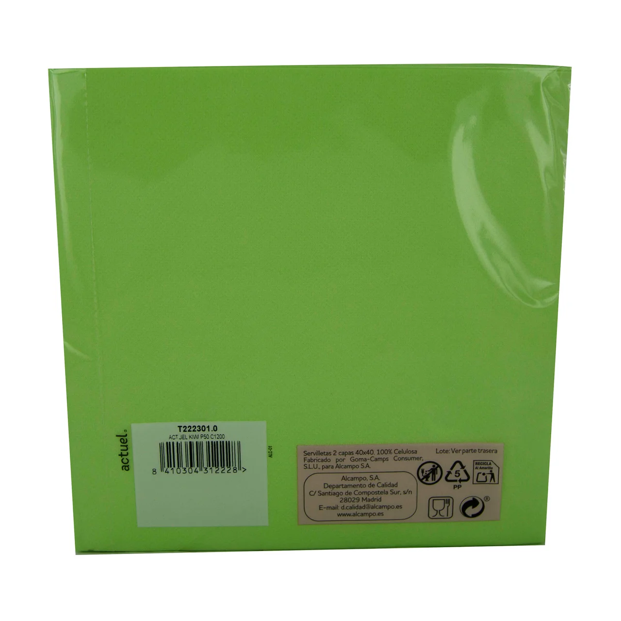 ACTUEL Servilletas doble capa de 40x40 en color verde ACTUEL 50 uds.