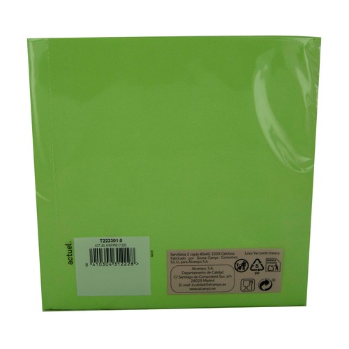 ACTUEL Servilletas doble capa de 40x40 en color verde ACTUEL 50 uds.