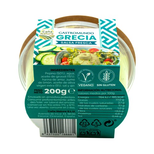 CAÑA NATURE Gastromundo Salsa fresca Grecia 200 g.