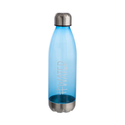 Botella de plástico rellenable con tapón de acero, color azul, 0,75L, Tape QUID.