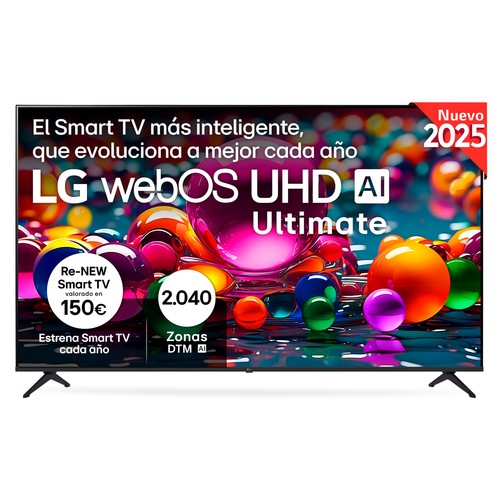 Televisión 218,44 cm (86")  LED LG 86UA75006LA, 4K, Smart TV, Ultra HD,3HDMI, 2USB, HDR10, webOS25 IA, 60Hz.