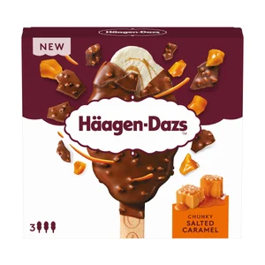 HÄAGEN-DAZS Bombón de helado de vainilla con trozos de caramelo salado 3 x 80 ml.