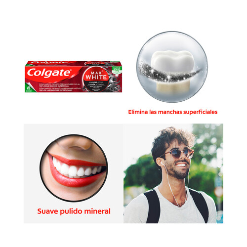 COLGATE Pasta de dientes con acción blanqueante COLGATE Max white carbon 75 ml.