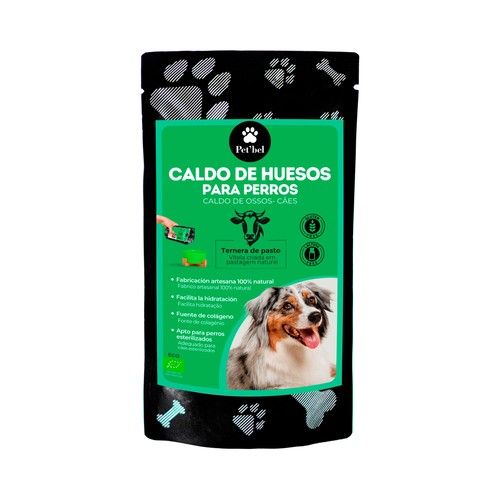 PET"BEL Caldo de hueso de ternera ecológica para perros 230 ml.