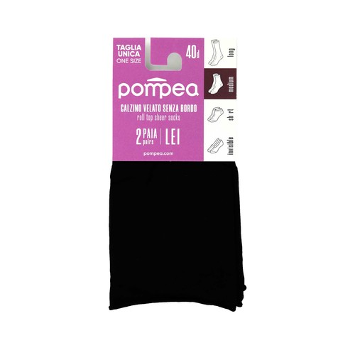 Pack de 2 pares de tobilleros, 40den, POMPEA, color negro, talla única.