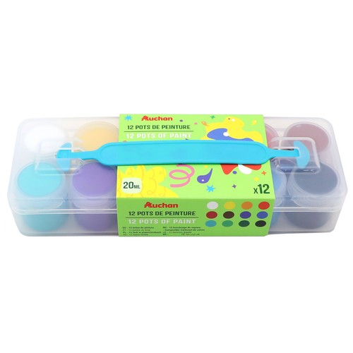 Set 12 botes témpera 20 ml con pincel. ALCAMPO