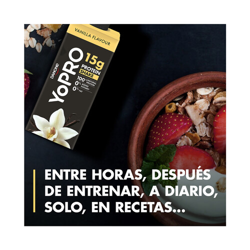 YOPRO Batido con sabor a vainilla, sin azúcares ni grasa y con alto contenido en proteinas YOPRO de Danone 250 ml.
